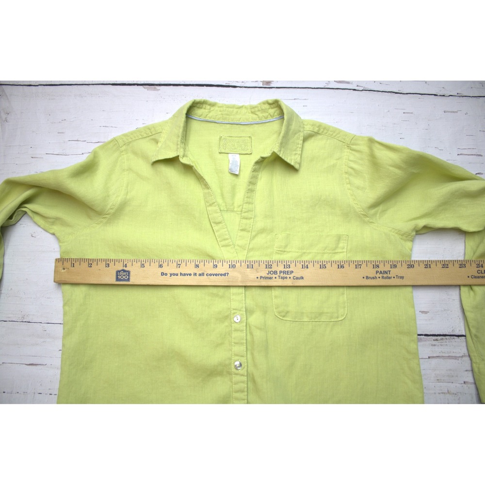 Sigrid Olsen 100% Linen Button Up Shirt Lime Green S Coastal - Picture 7 of 7